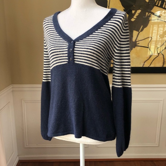 BCBGMaxAzria Sweaters - BCBGMaxAzria Angora Blend Henley Stripe Sweater